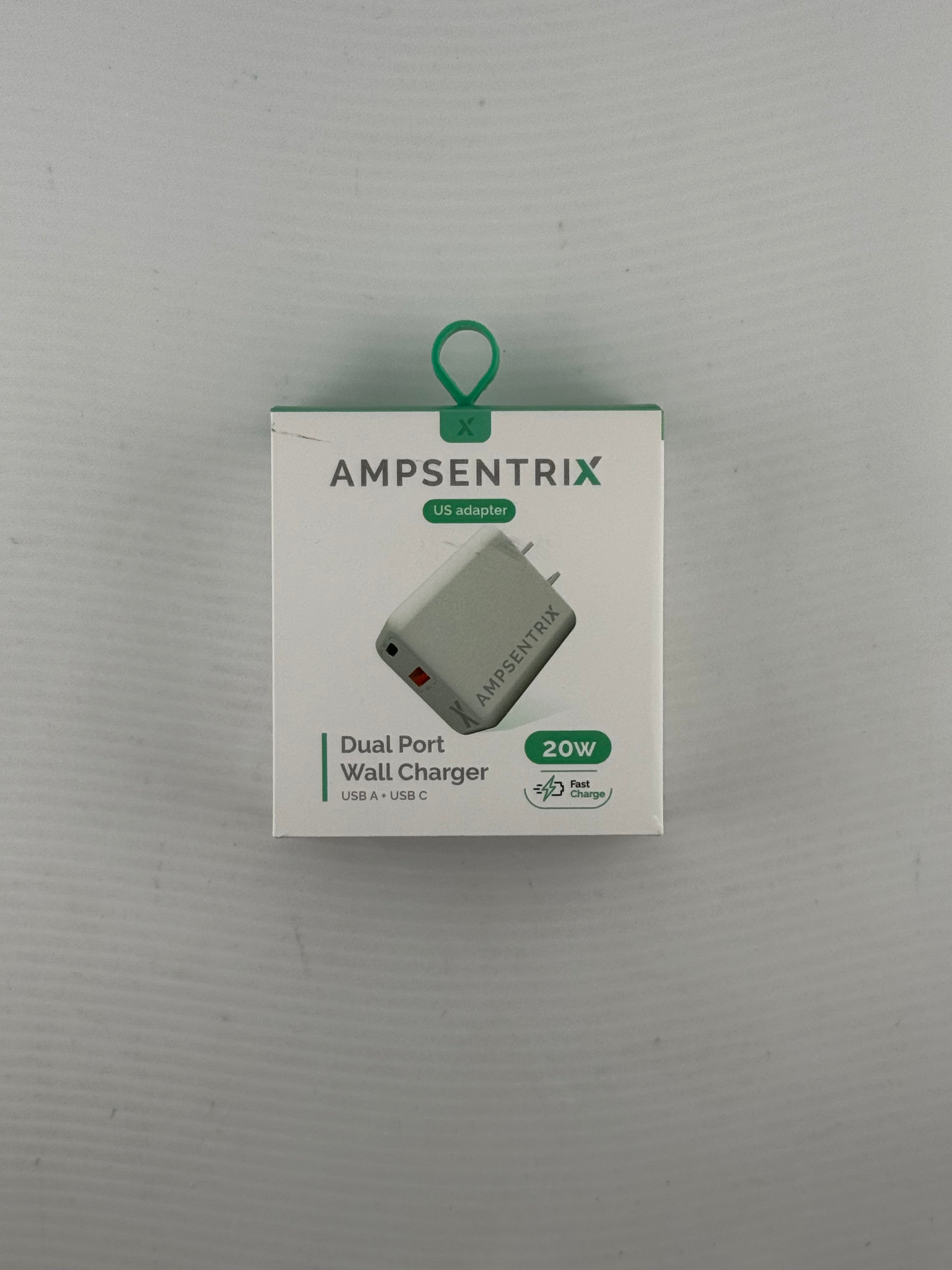 AmpSentrix 20W Dual Port Wall Charger – USB-C + USB-A Fast Charging Adapter
