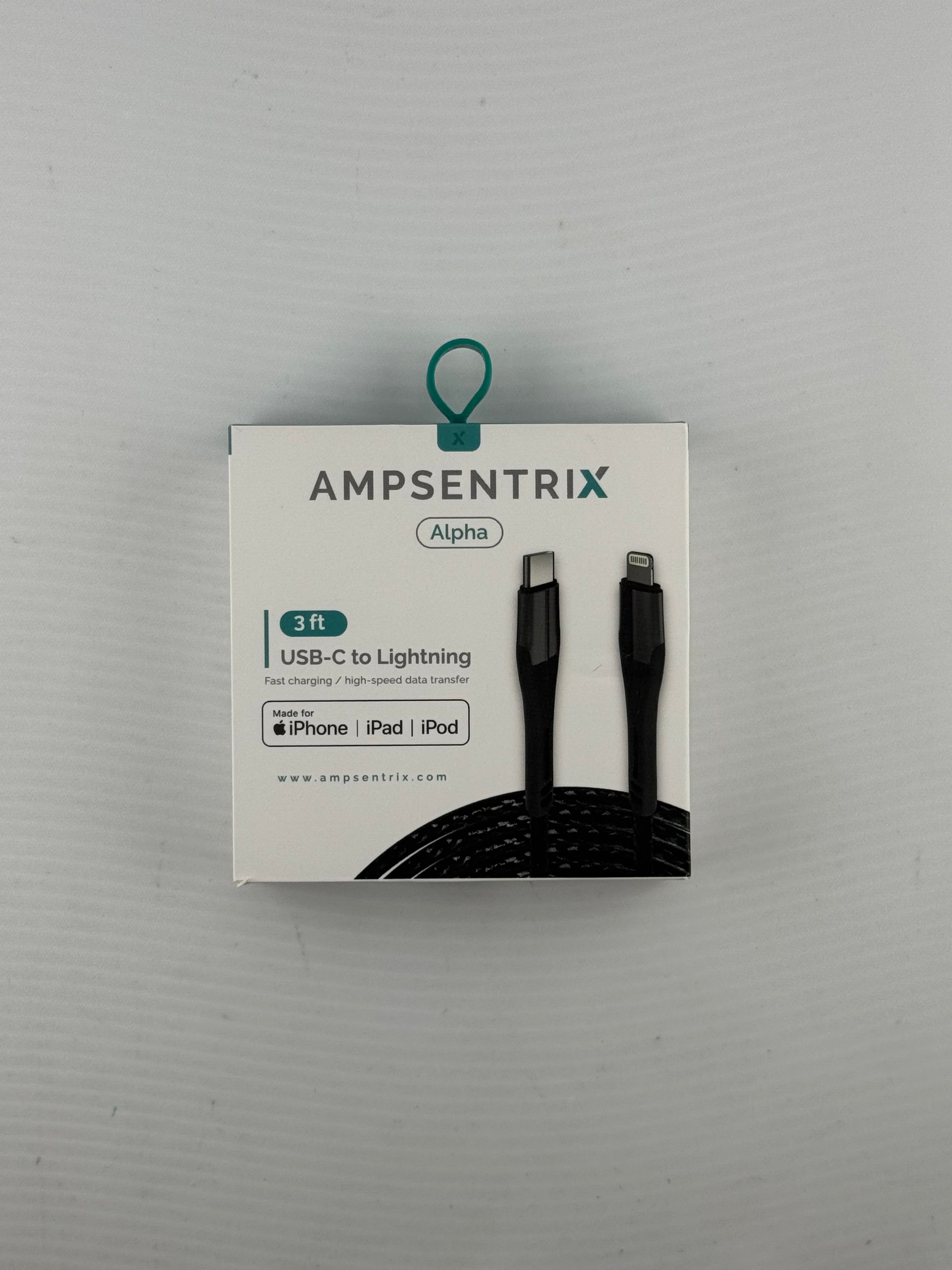 AmpSentrix Alpha USB-C to Lightning Cable – Fast Charging & Data Sync